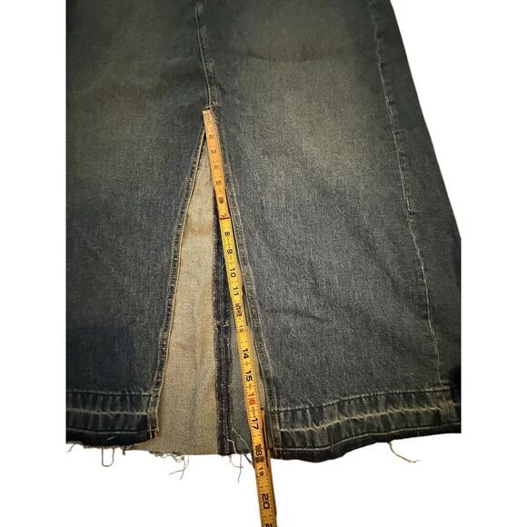 NWT Gap Women's Blue High Rise Indigo Frayed Hem Denim Maxi Skirt Size 14 - Picture 11 of 14